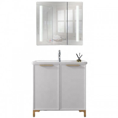 European style modern white floor standing combined bathroom vanity for small size toilet