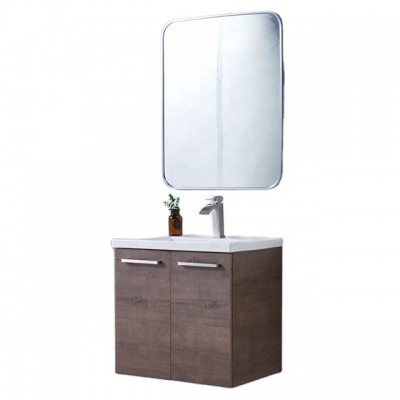 Wall-mounted double doors modern bathroom cabinet with ceramic sink